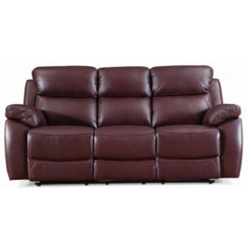 Rivoli Burgundy Leather 3 Seater Recliner Sofa - thumbnail 1