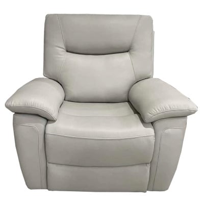 Lucia Pearl Grey Leather Recliner Armchair - image 1
