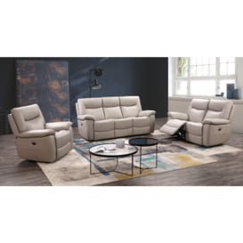 Lucia Pearl Grey Leather Recliner Armchair - thumbnail 3