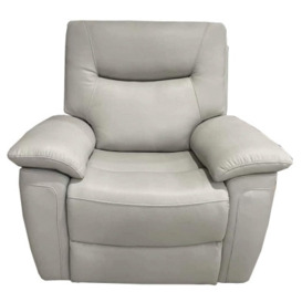 Lucia Pearl Grey Leather Recliner Armchair - thumbnail 1