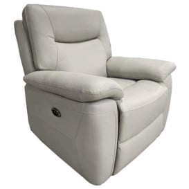 Lucia Pearl Grey Leather Recliner Armchair - thumbnail 2