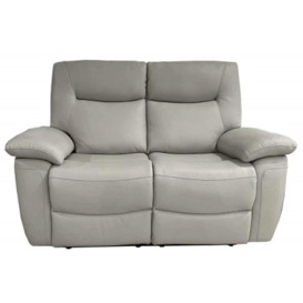 Lucia Pearl Grey Leather 2 Seater Recliner Sofa - thumbnail 1