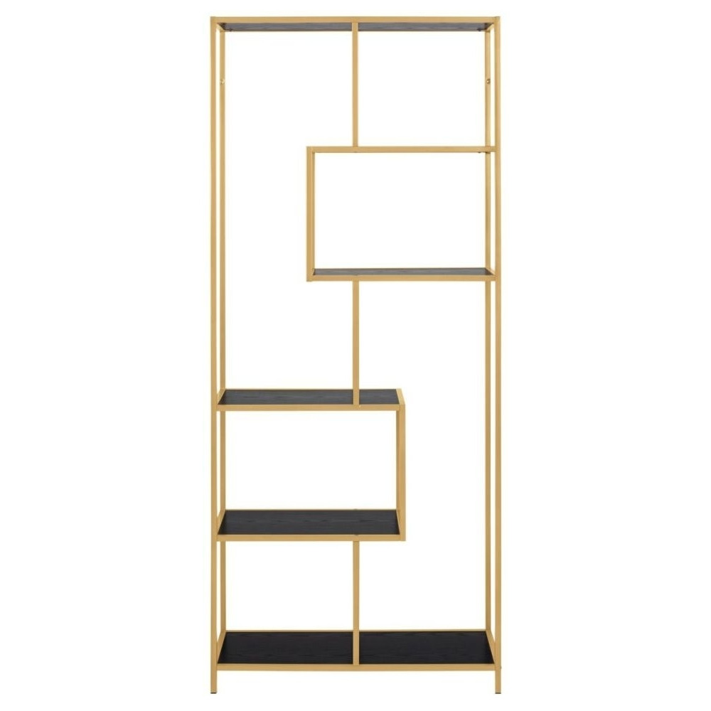 Salvo Black Melamine and Gold Bookcase with 5 Shelves - Clearance FSS14426
