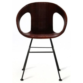 Atelier Vintage Dark Brown Leather and Black Dining Chair (Set of 4)