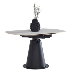 Carrara White Sintered Stone Top 135cm Dia Drop Leaf Round Dining Table with Black Pedestal Base - 4 Seater - thumbnail 3