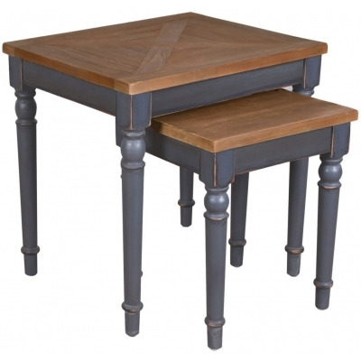 Bishop Dove Grey Painted Pine Nest of 2 Tables - image 1
