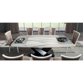 Camel Elite Day Bianco Antico Italian Krystal Ceramic Top Dining Table - 8 Seater - thumbnail 2
