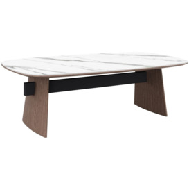 Trento Walnut and Sintered Stone Top Round Coffee Table