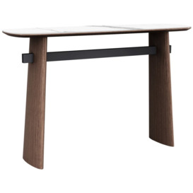 Trento Walnut and Sintered Stone Top Round Console Table