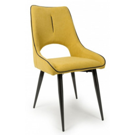 Lima Chenille Dining Chair (Sold in Pairs) - Comes in Chenille Yellow & Chenille Blue Options - thumbnail 2