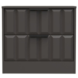 New York Graphite 2 Drawer Bedside Cabinet - thumbnail 1