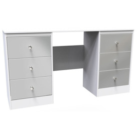 Padstow Unifrom Gloss and Matt White Double Pedestal Dressing Table - thumbnail 2