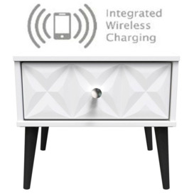 Pixel Matt White 1 Drawer Bedside Cabinet with Integrated Wireless Charging