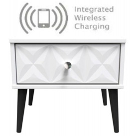 Pixel Matt White 1 Drawer Bedside Cabinet with Integrated Wireless Charging - thumbnail 1