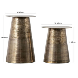 Marisol Antique Brass Round Side Table (Set of 2) - thumbnail 2