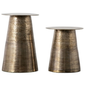 Marisol Antique Brass Round Side Table (Set of 2) - thumbnail 1
