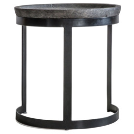 Tinsley Grey Wash and Black Round Nest of 2 Tables - thumbnail 3