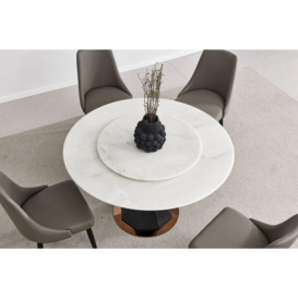 Lazy Susan Cream Natural Marble 130cm Round Dining Table - 4 Seater - thumbnail 2