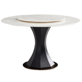 Lazy Susan Cream Natural Marble Round Dining Table - 130cm
