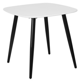 Aspen White Painted Top 80cm Square Dining Table with Black Tapered Legs