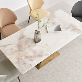 Telma Marble Dining Table - Displayed in Golden White - thumbnail 2