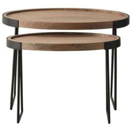 Clearance - Dalston Natural Nest of 2 Tables - D58 - thumbnail 1