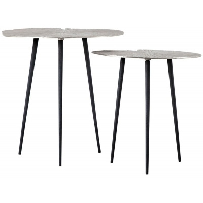 Clearance - Valence Silver and Black Nest of 2 Tables - D71 - image 1