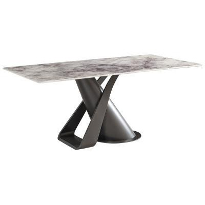 Tatler Marble 6 Seater Dining Table - Displayed in White and Black - image 1