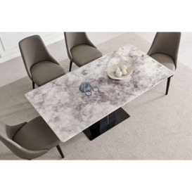 Tatler Marble 6 Seater Dining Table - Displayed in White and Black - thumbnail 2