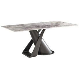 Tatler Marble 6 Seater Dining Table - Displayed in White and Black - thumbnail 1