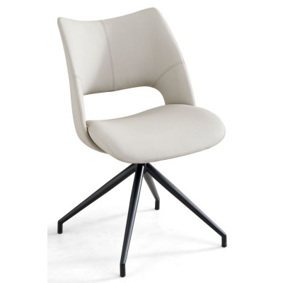 Lisbon Light Grey Faux Leather Swivel Dining Chair with Black Legs - image 1