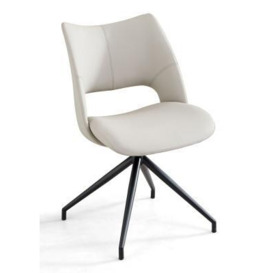 Lisbon Light Grey Faux Leather Swivel Dining Chair with Black Legs - thumbnail 1