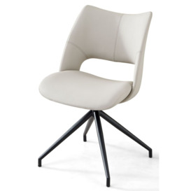 Lisbon Light Grey Faux Leather Swivel Dining Chair with Black Legs - thumbnail 3