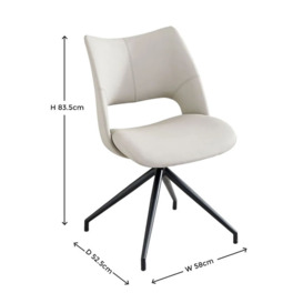 Lisbon Light Grey Faux Leather Swivel Dining Chair with Black Legs - thumbnail 3