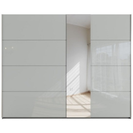 Miramar 2 Door Sliding Wardrobe with Silk Grey Glass and Mirror Front  - W 271cm