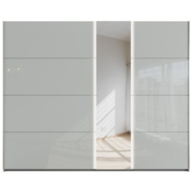 Miramar 2 Door Sliding Wardrobe with Silk Grey Glass and Mirror Front  - W 271cm - thumbnail 2
