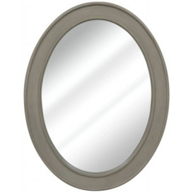 Emison French Grey Oval Wall Mirror - 50cm x 65cm