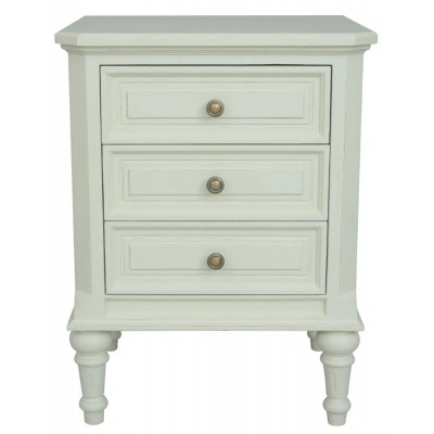 Rosburg French Lime White 3 Drawer Bedside Cabinet - image 1