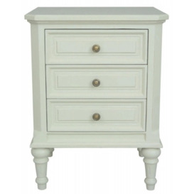 Rosburg French Lime White 3 Drawer Bedside Cabinet
