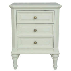 Vanessa French Lime White 3 Drawer Bedside Cabinet