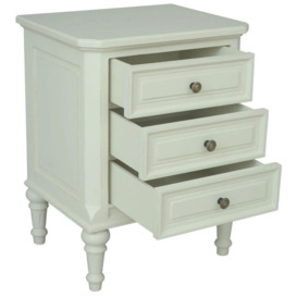 Rosburg French Lime White 3 Drawer Bedside Cabinet - thumbnail 2