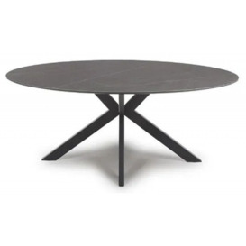 Lunar Grey Marble Effect 180cm Oval Dining Table - Clearance D629
