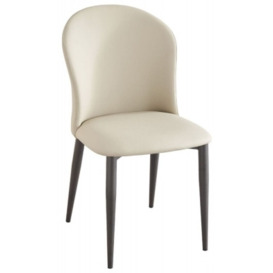 Nancy Cream Faux Leather High Back Dining Chair with Bronze Legs - thumbnail 1