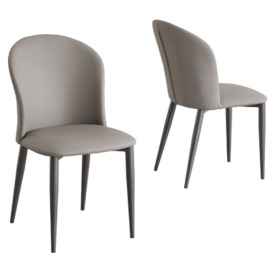 Nancy Grey Faux Leather High Back Dining Chair with Bronze Legs - thumbnail 2