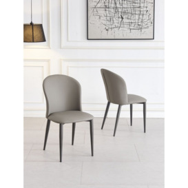 Nancy Grey Faux Leather High Back Dining Chair with Bronze Legs - thumbnail 3