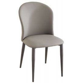 Nancy Grey Faux Leather High Back Dining Chair with Bronze Legs