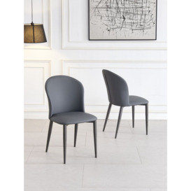 Nancy Dark Grey Faux Leather High Back Dining Chair with Bronze Legs - thumbnail 3