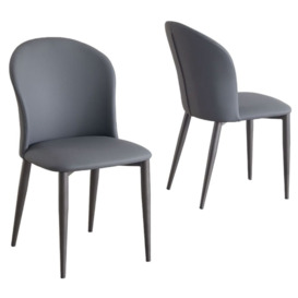 Nancy Dark Grey Faux Leather High Back Dining Chair with Bronze Legs - thumbnail 2