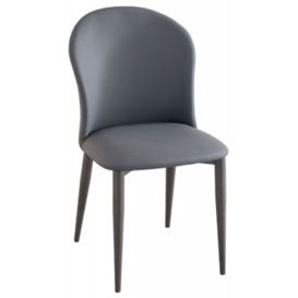 Nancy Dark Grey Faux Leather High Back Dining Chair with Bronze Legs