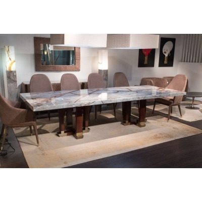 Stone International Daytona Marble and Wood Large Dining Table - image 1